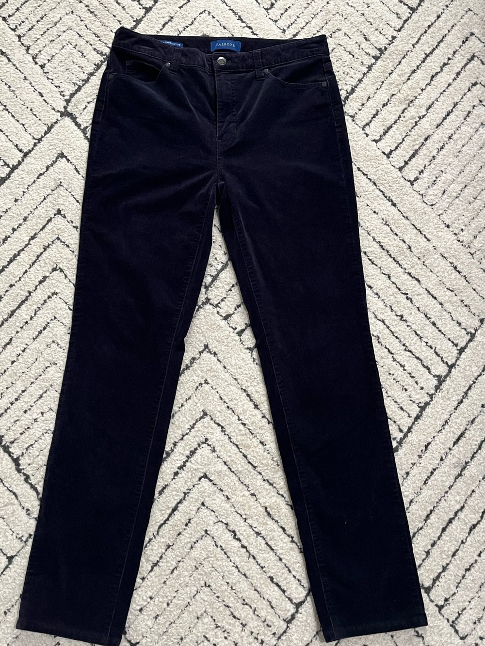 Talbots Dark Navy High-Waist Corduroy Straight-Leg Pants